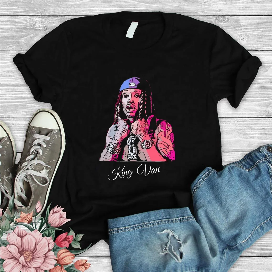 

Wholesale Men T-shirt Cotton Short Sleeve RIP King Von Printed Casual Tshirt Fashion Oversized Tshirts