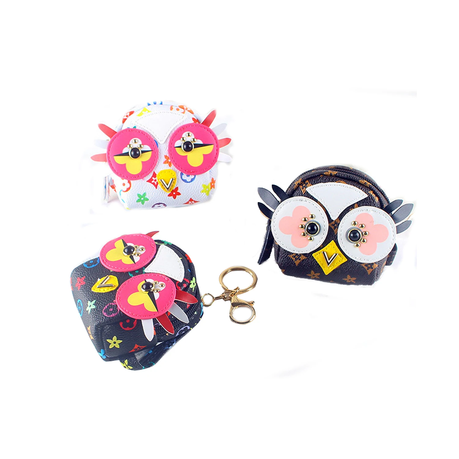 

Wholesale designer monogram owl coin purse keychain love birds bag charm women mini backpack purse coin bag