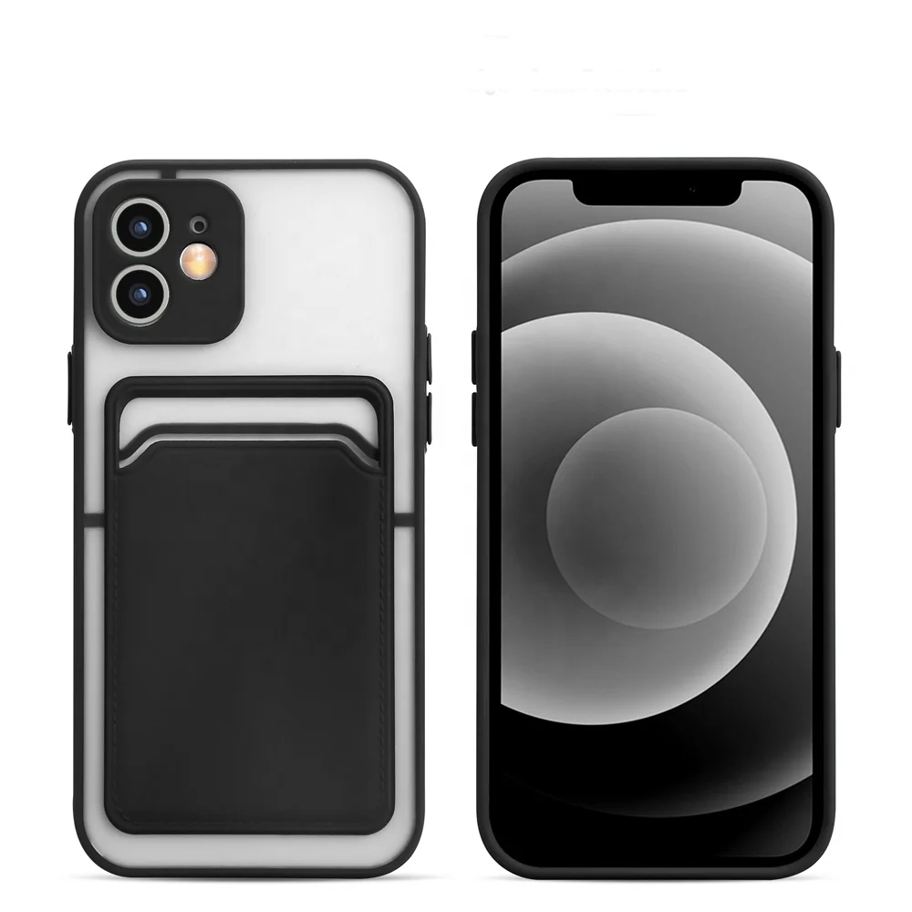 

Phone Back Wallet Card Slot Case Cover For iPhone 12 11 Pro MAX XS X XR 8 7 Plus SE 2020 Soft Silicone Pouch Shell