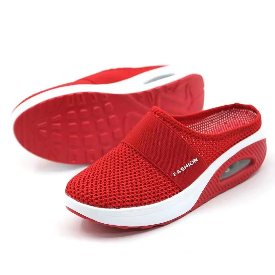 

Women Footwear Chinese Closed Toe Wedge Thick Platform Mesh Slippers Slides With Hole, Black, pink, blue, red, grey, dark grey, khaki, dark blue,