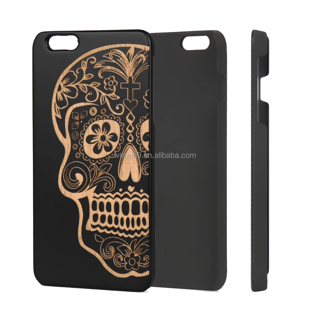 

Black Carved Bamboo Wood Phone Case for iPhone 6 Cell Phone Accessory