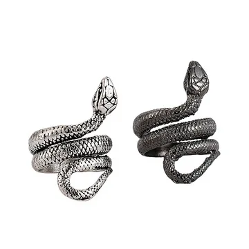 

1 Piece European New Retro Punk Exaggerated Spirit Snake Ring Fashion Personality Stereoscopic Opening Adjustable Ring Jewelry, Black,sliver