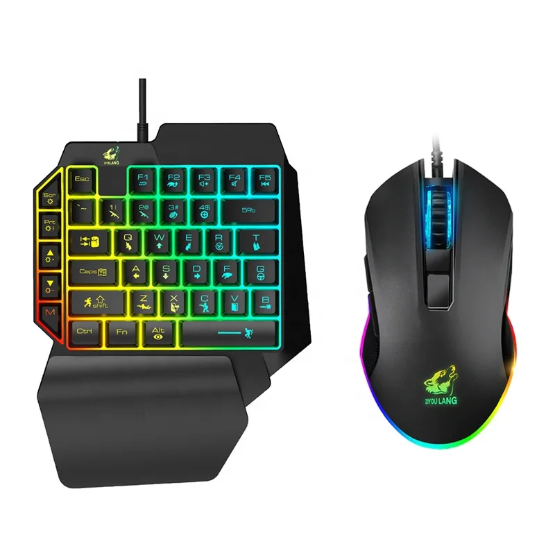 

Amazon Hot Selling T1 Mechanical One handed Gaming Keyboard Mouse Combo, Black