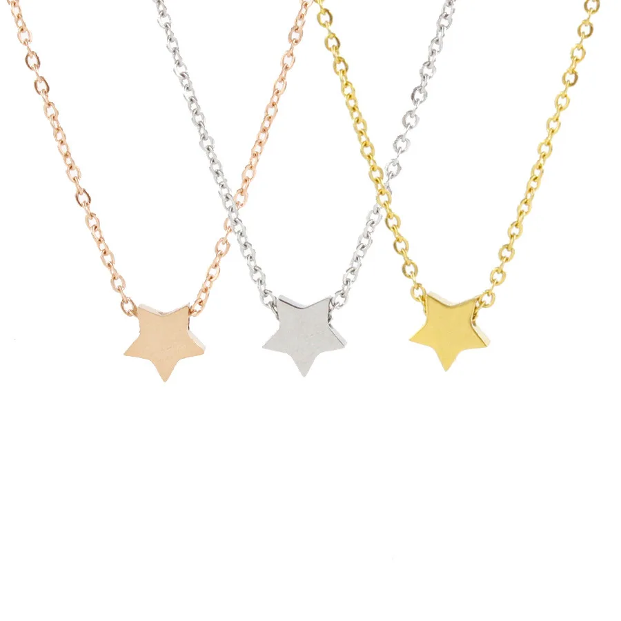 

2021 Newest Design 316L Stainless Steel Star Shaped Necklace Pentagram Choker Necklace