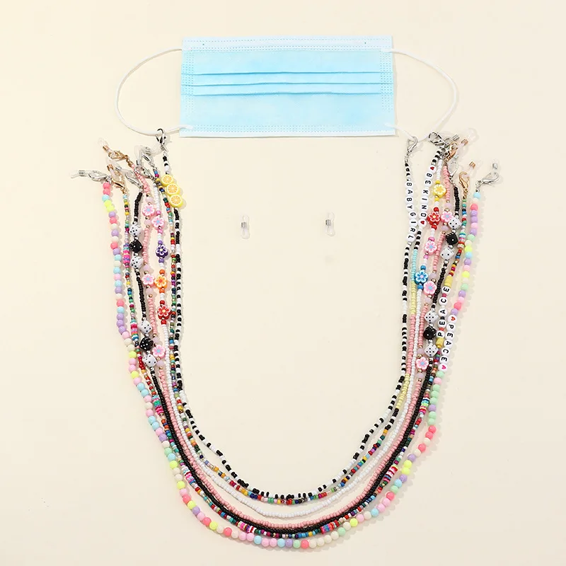 

Facemask Lanyard Chain Beaded Eyeglass Masking Lanyard Women Metal Sunglasses Long Chain Necklace For Women