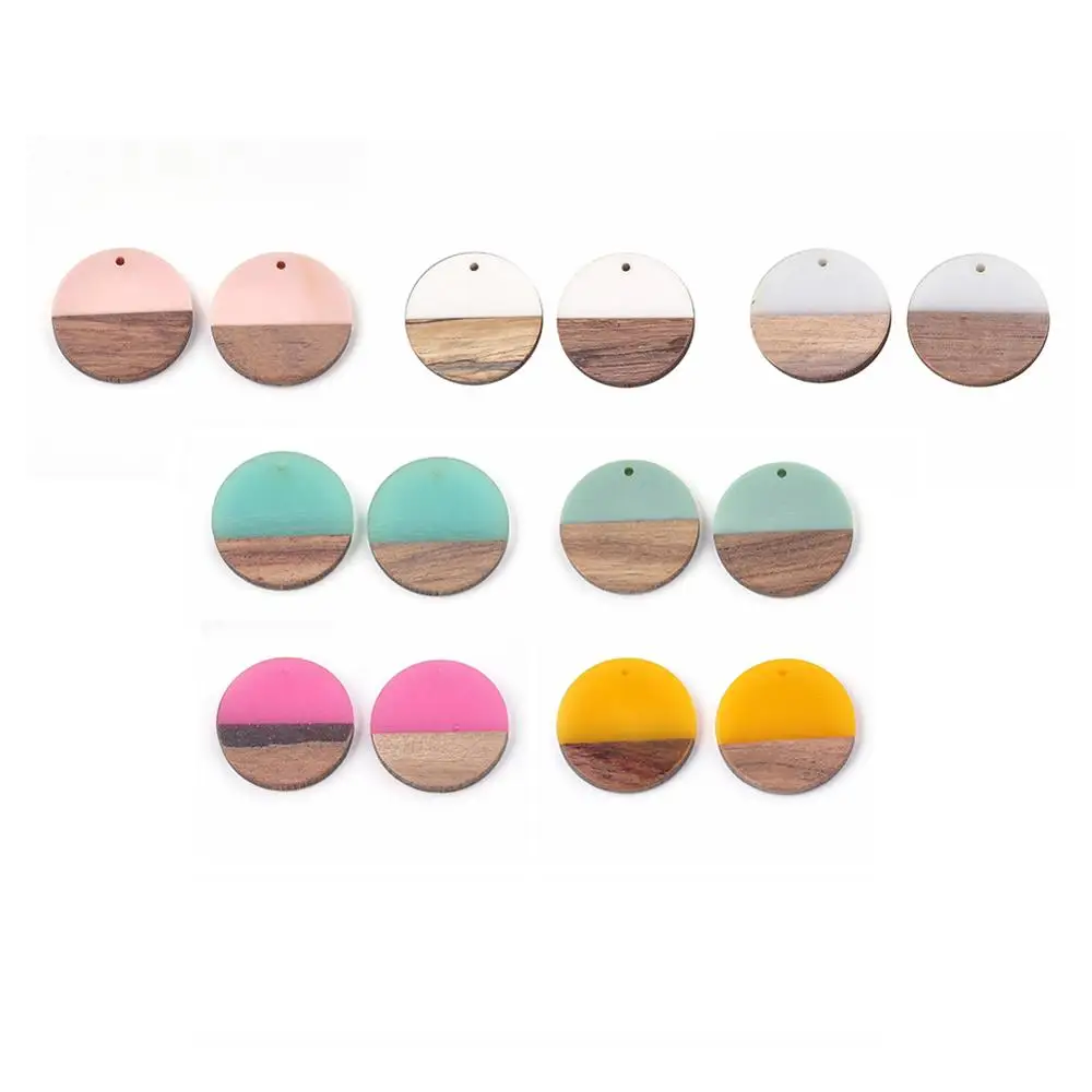 

PandaHall Flat Round Mixed Color Resin and Wood Pendants for Jewelry Making