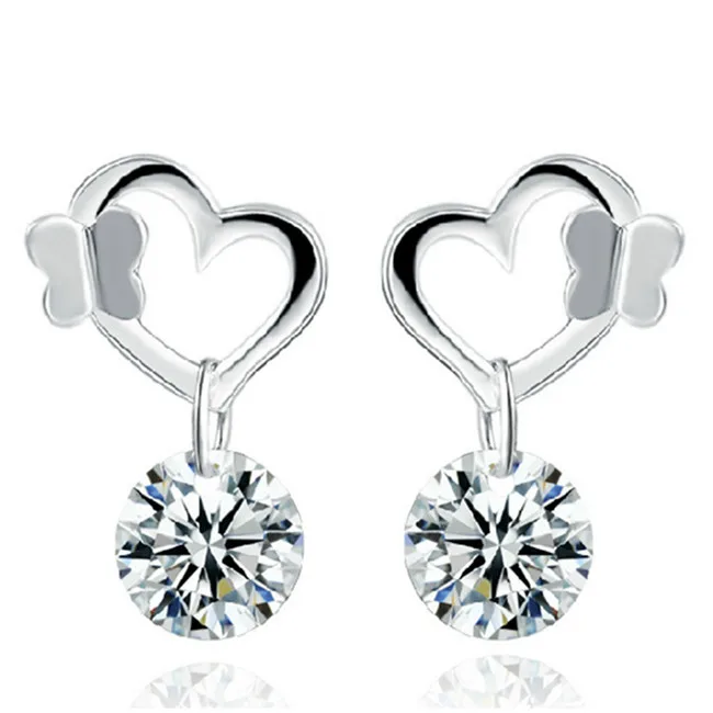 

S925 Sterling Silver Cute Tiny Animal Hypoallergenic Piercing Jewelry Gifts Butterfly Earrings