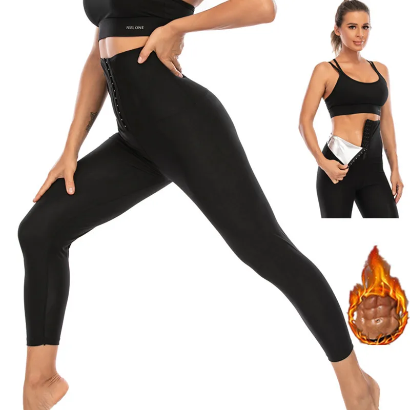 

Custom Logo Neoprene Sauna Sweat Pants Women Fitness Lose Weight Tummy Control Waist Trainer Corset Leggings, 2colors