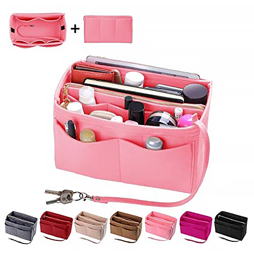 

2020 Low Price Multi Pocket Insert Felt Bag Organizer Handbag Organizer, Hot selling pink, red, black, beige or customized