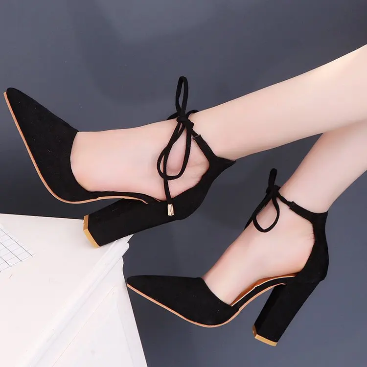 

Hot sale thick heel sandals female thin pointed sexy high heels straps non-slip large size women's shoes
