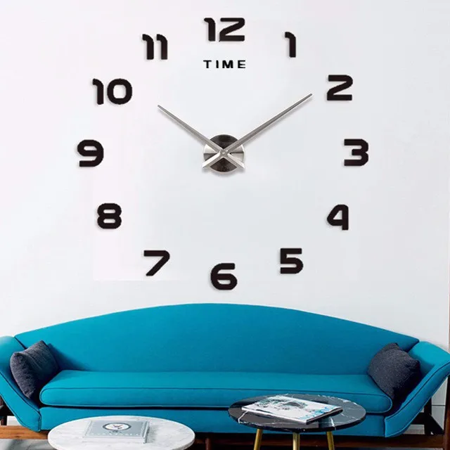 

3D Large Wall Clock reloj de pared DIY Quartz Watch Acrylic Mirror Stickers Horloge Murale Home Decor Clocks, Black,gold,silver