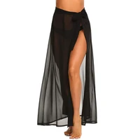 

Sexy summer beach cover ups see through black custom chiffon long skirt cover up beachwear beach dress sarong for women