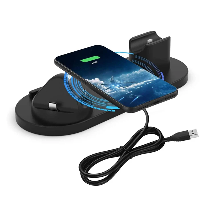 

multifunction portable desktop wireless fast charger for watch smart phone headphone