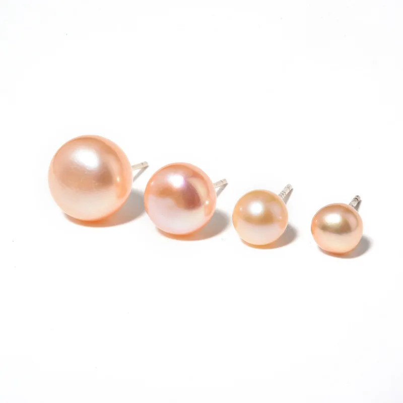 

white pink purple fresh water pearl stud real pearl earring stud, 3 color avaiable