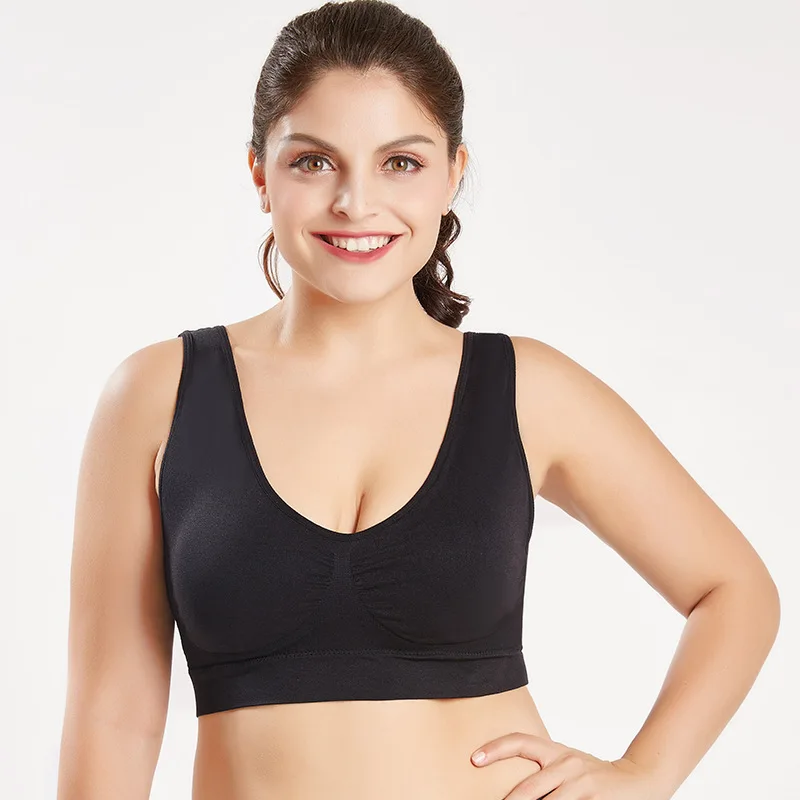 

JULY'S SONG Plus Size Sports Bra for Women Seamless Shockproof Padded Running Fitness Bra Full Cup Breathable Wireless Yoga Bra
