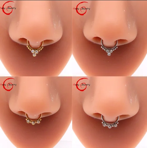 

Gaby new design gold plated stainless steel septum nose cuffs nose ring cuff bulk clip non piercing fake nose rings, Gold,silver