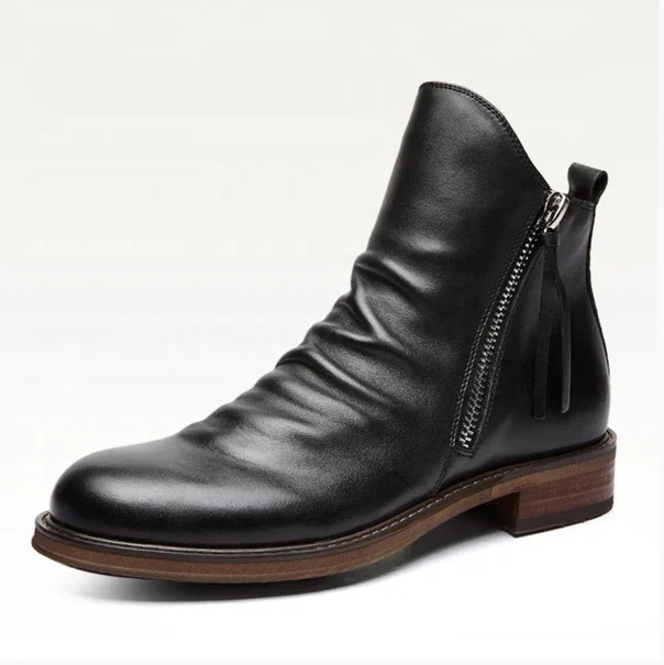 

Men's boots 2021 new comfortable low heel men's shoes retro round head warm low barrel CASUAL BOOTS, Custom color