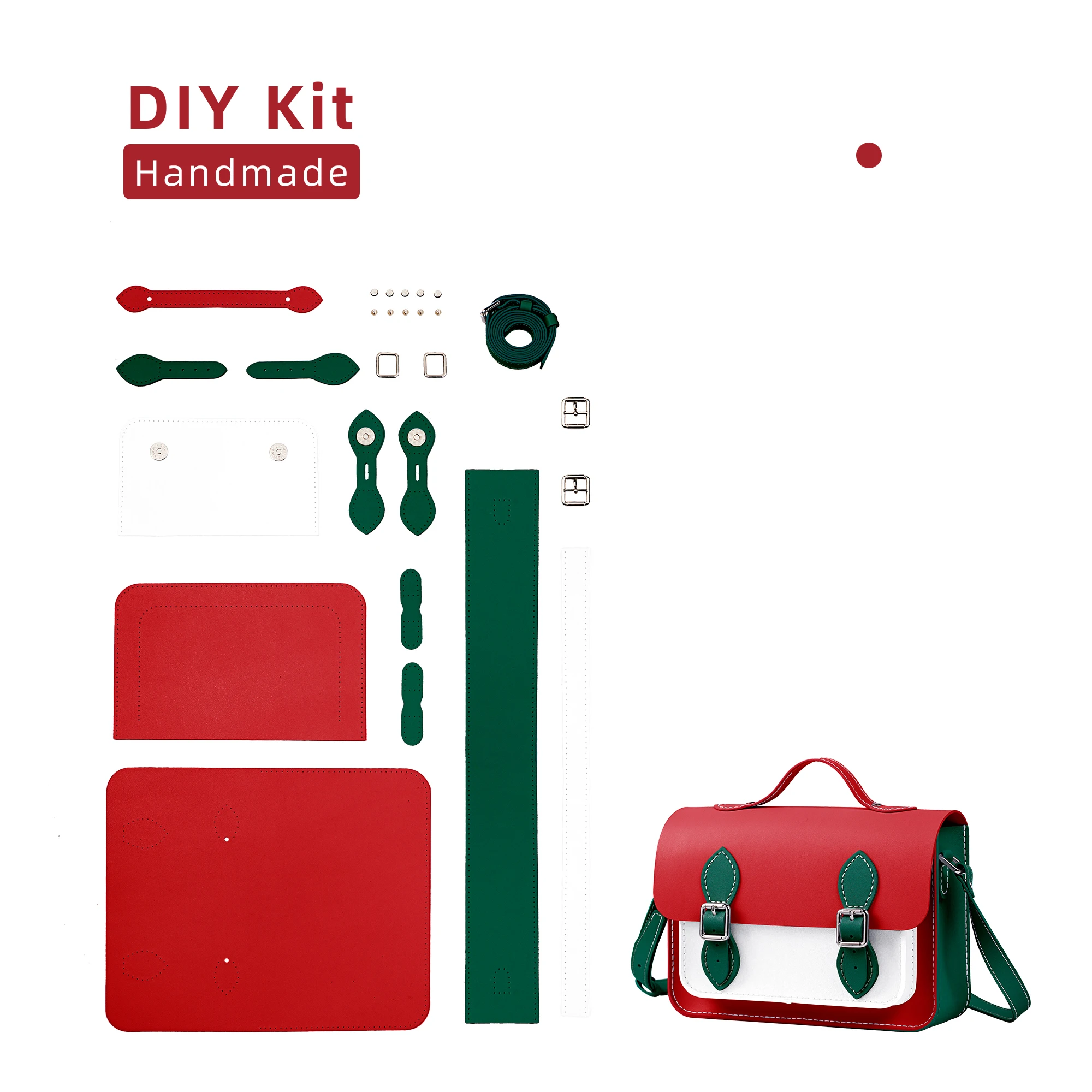 

Luxury DIY Leather material Kit Christmas design Handmade Diy Christmas Colorblock Large Messenger Bag Sewing Kit for Adult