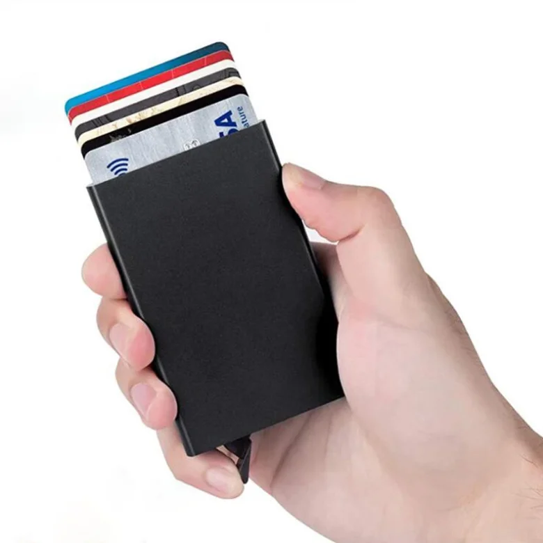 

Factory Custom Aluminum Pop Up Slim Card Holder Case Rfid Card Holder Case Fashion Id Credit Card Holder Wallet Case Bags Pouch
