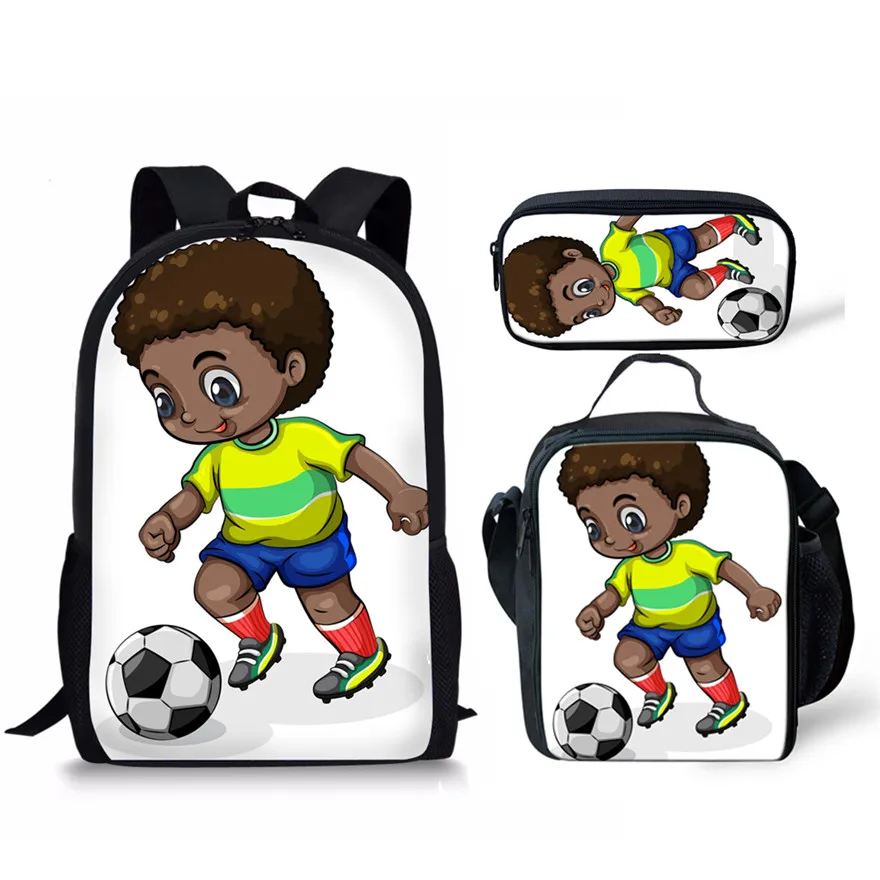 Black African Boys School Bags For Kids 3pcs/set School Backpack