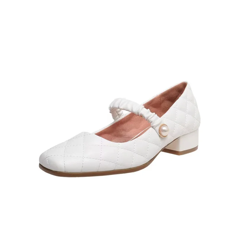 

comfortable women's shoes Leather Boots Round Toe Pumps Shoes Heel Women Block Heels 2020, Customized color