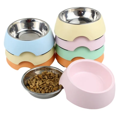 

Colors available with stainless steel anti-skid rubber ring melamine pet bowl for food dog cat bowls, White with decal