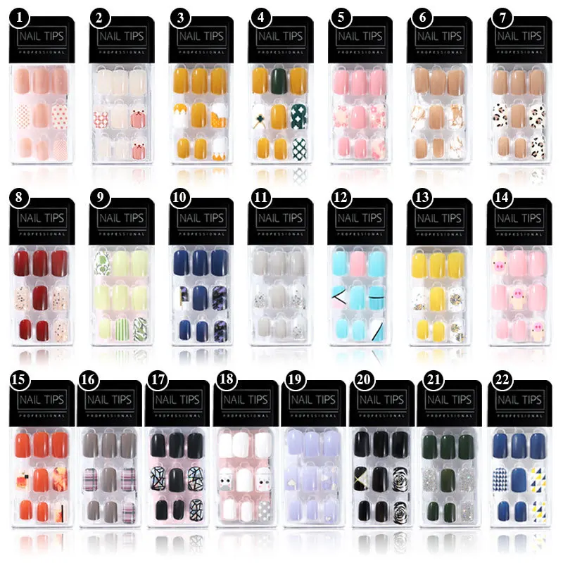 

TSZS 2020 Hot sale 30pcs high quality easy apply nail supplies nail art artificial fingernails fale nails press designs on nail