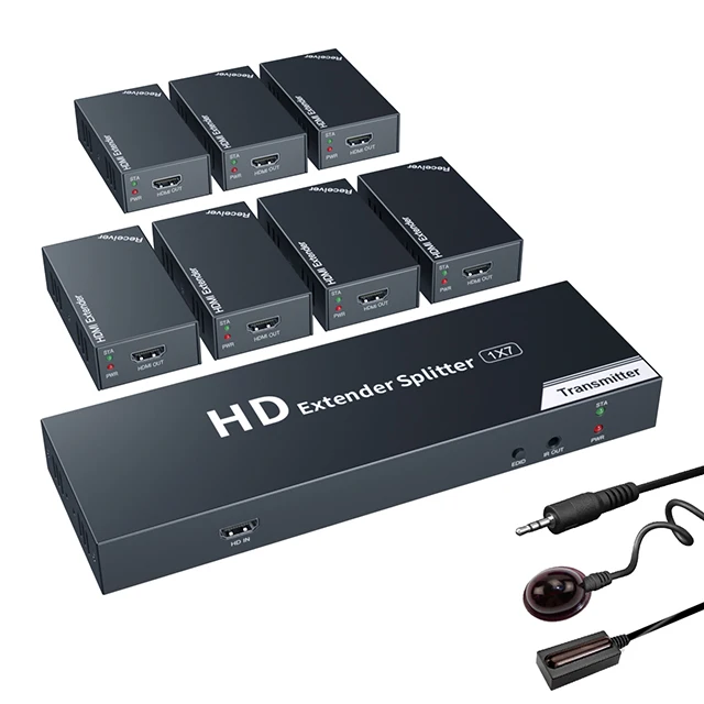 

OEM ODM 1080p POC EDID hdmi splitter 1 in 7 out 50m 7 Way Audio Video Splitter 1 input 7 output hdmi extender 1080p 60hz For Mul