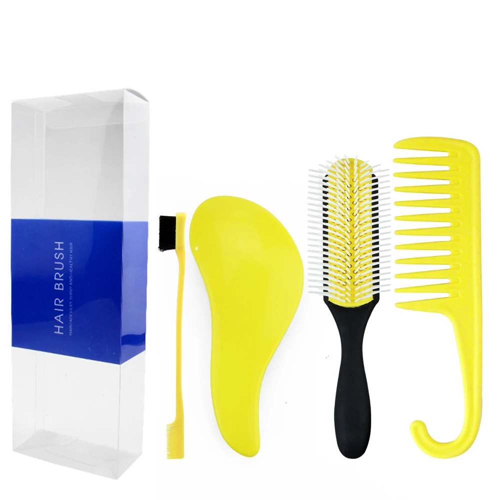 

Masterlee hot selling T T detangling hair brushes wide tooth comb edge brushes for set, Yellow