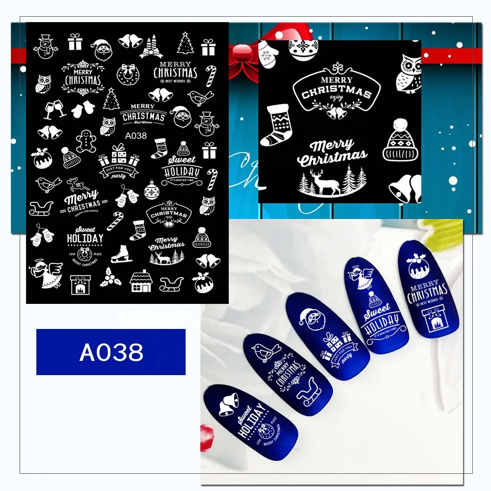 

Amazon Best Seller Wholesale Customized Finger Classical Christmas Nail Art Polish Decals Stickers