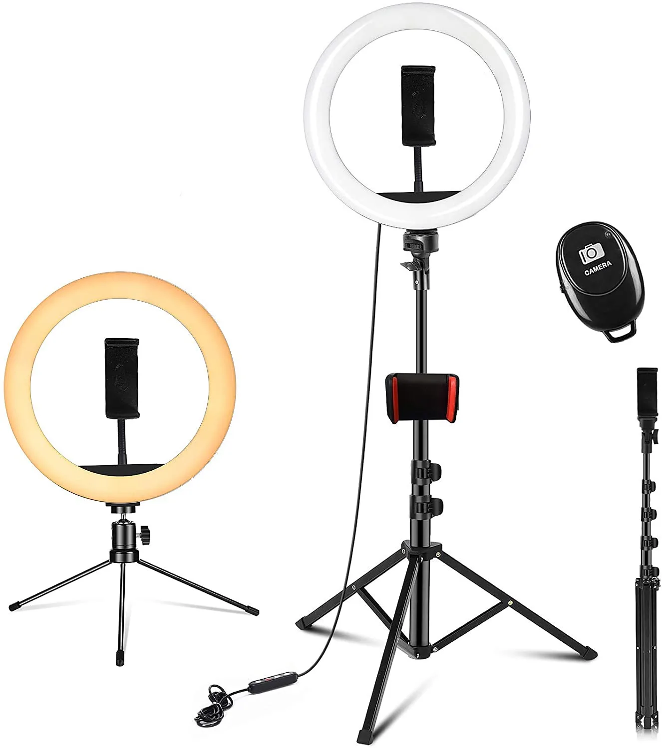 

10 inch Ring Light with Floor Tripod and Desk Stand, for Makeup/Photography/Live Streaming