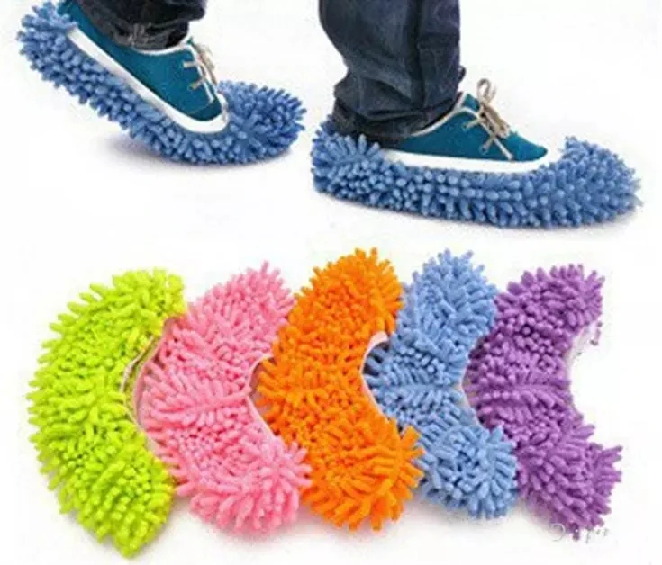 

High Absorbent Multi-Purpose Microfiber Lazy House Cleaner Floor Dusting Clean Mop Shoes Slipper, As picture