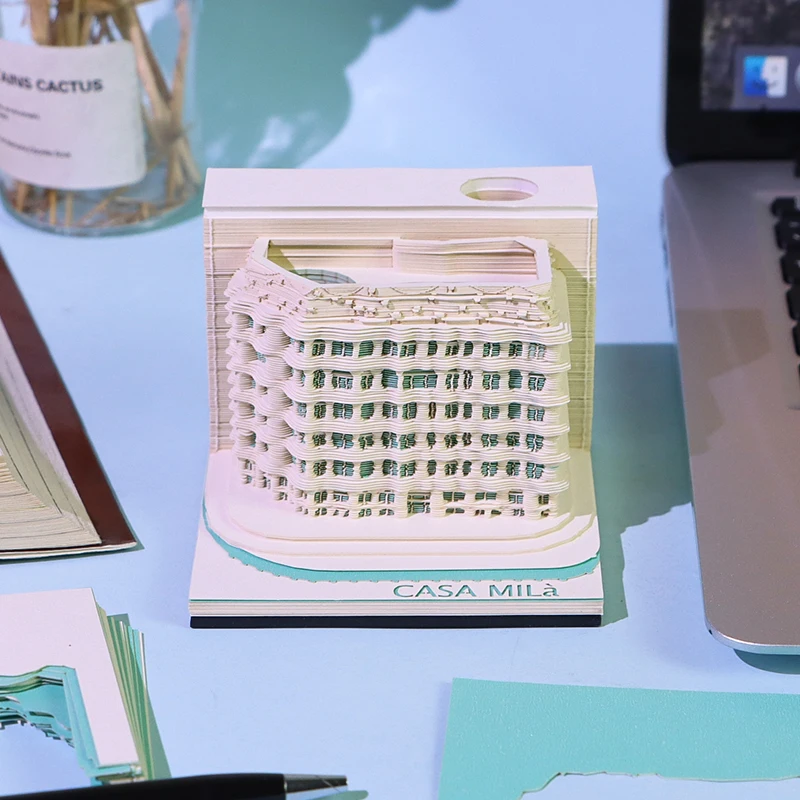 3D Memo Pad Custom Logo CASA MILa Building Block Notepad Art Paper Crafts Note Pads Bookmarks Stationery Gift Set Birthday Items