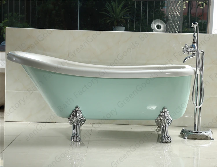 green clawfoot tub