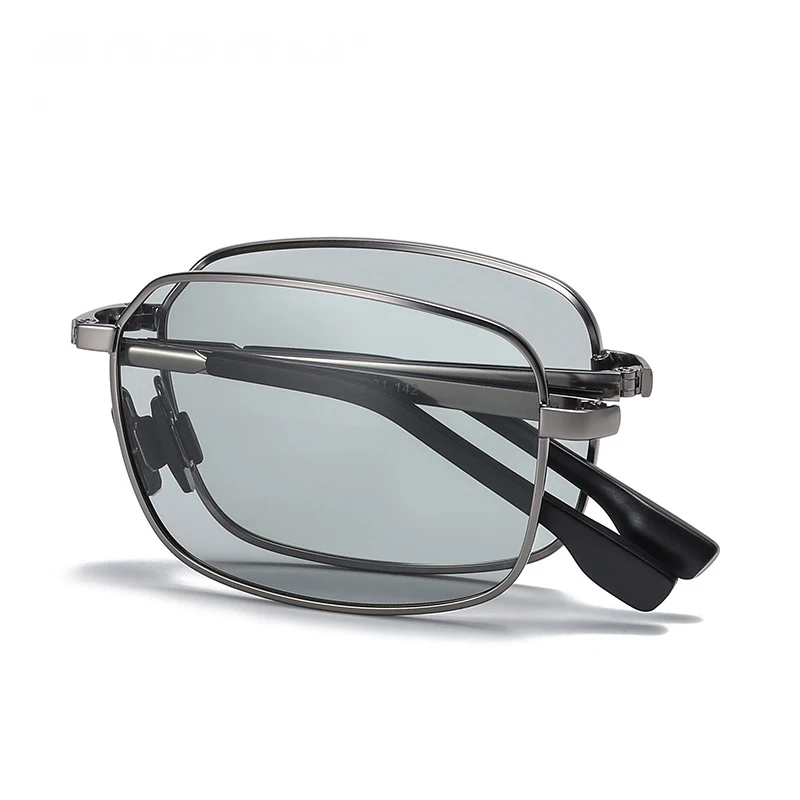 

New Arrivals Men Metal Polarized Eyewear Color Changing Folding Sunglasses Fashion Square Night Vision Glasses