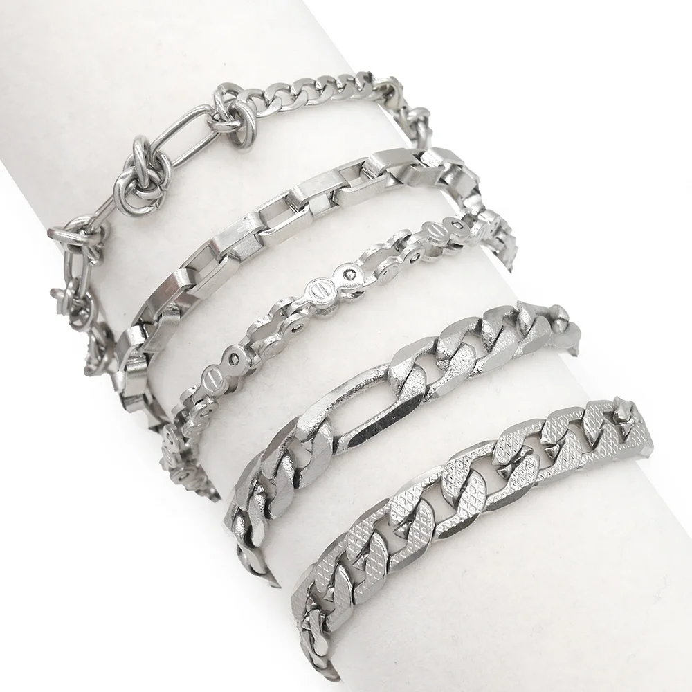 

Trendy Custom Adjustable Cuban Link Jewelry Wholesale Tennis Chain Stainless Steel Bracelet, Customized plated