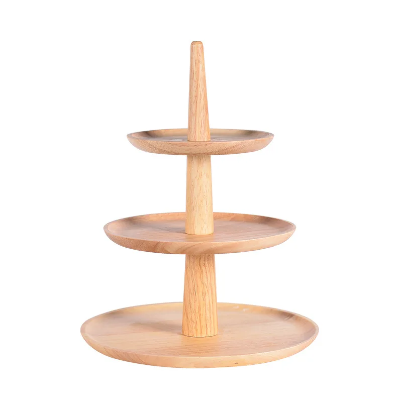 

3 tier acacia wooden cake stand wedding tired cupcake stand serving tray fruit platter cake holder, Natural