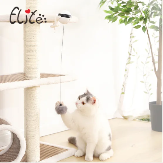 

New Electric Cat Toy Interactive Toy Game Yo-Yo Lifting Ball Pet Retractable Rope Intelligence Toy, White