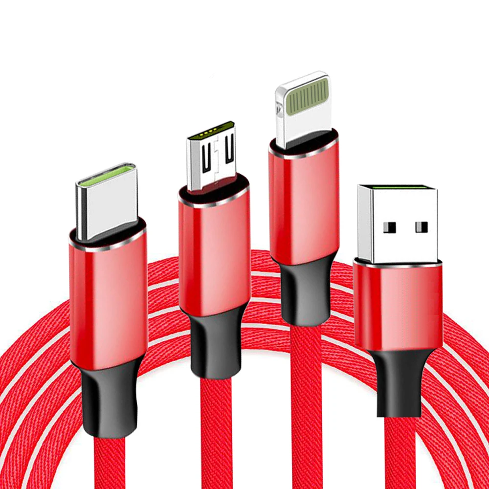 

SIPU high quality fast charging 3 in 1 micro USB type c data sync charger cable for mobile phone, Black,red,blue