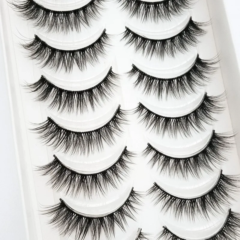 

10 pairs natural long 3D mink false eyelashes fake lashe makeup kit 3d54 short eyelashes