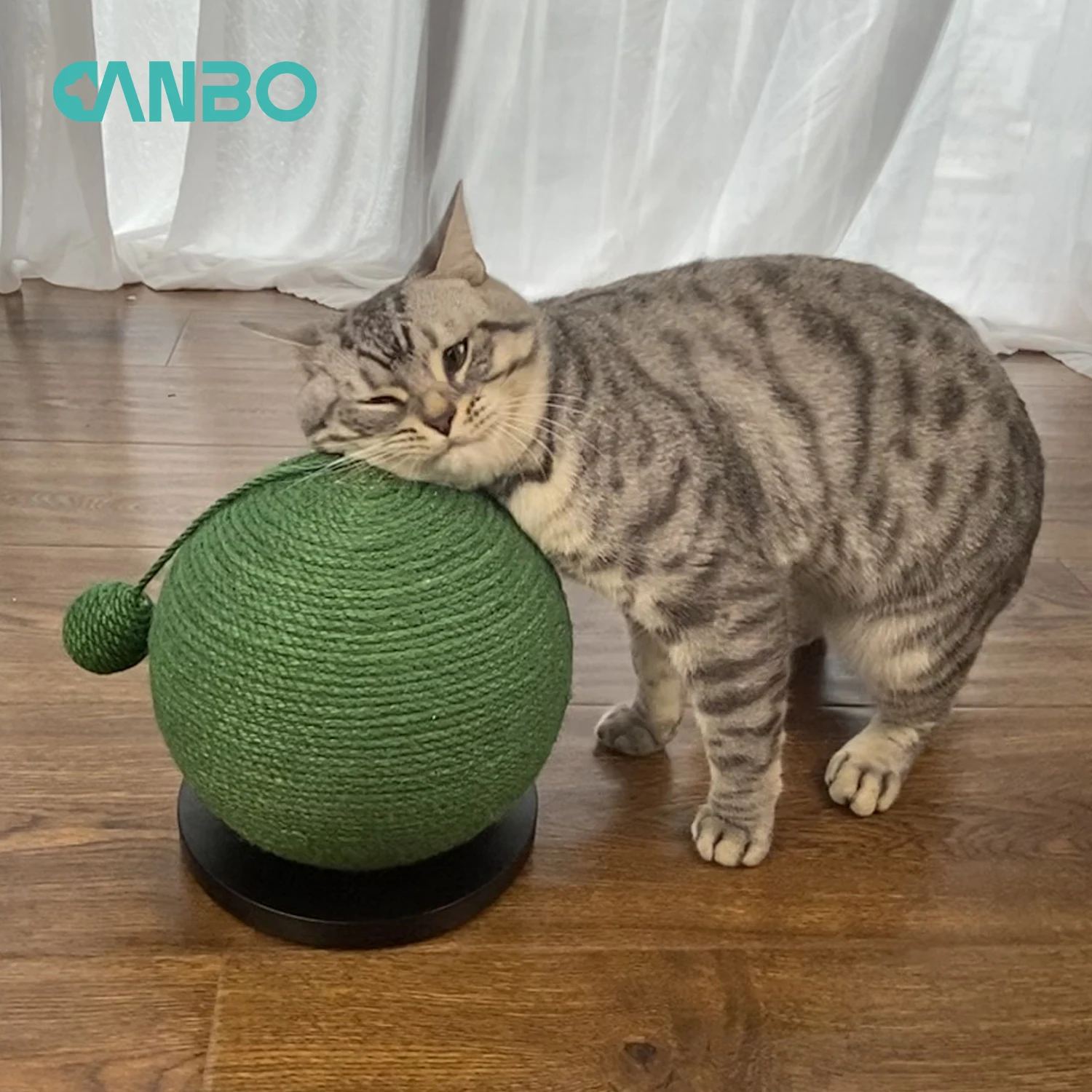 

Fashion Sisal cat scratch Ball with Teaser Scratch Pole Scratcher Furniture Interactive Cat Toys for Cats, Green