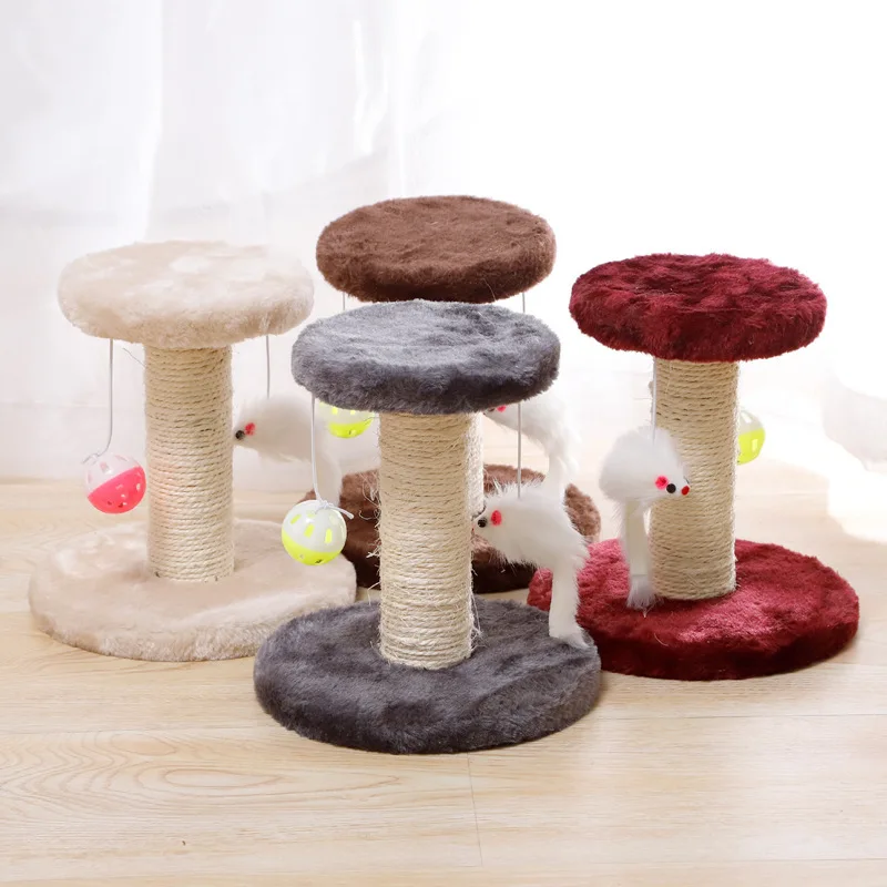 

Double-layer Double Hanging Ball Mouse Plush Cat Climbing Frame 20cm Sisal Cat Scratch Borad Cat Teaser Toy, Picture showed