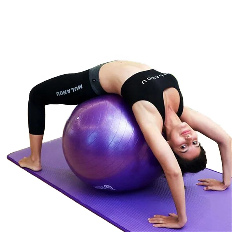 

Hot Selling PVC Thickened Explosion-proof Smooth Matte Fitness Yoga Pilates Ball, Purple pink blue gray red green