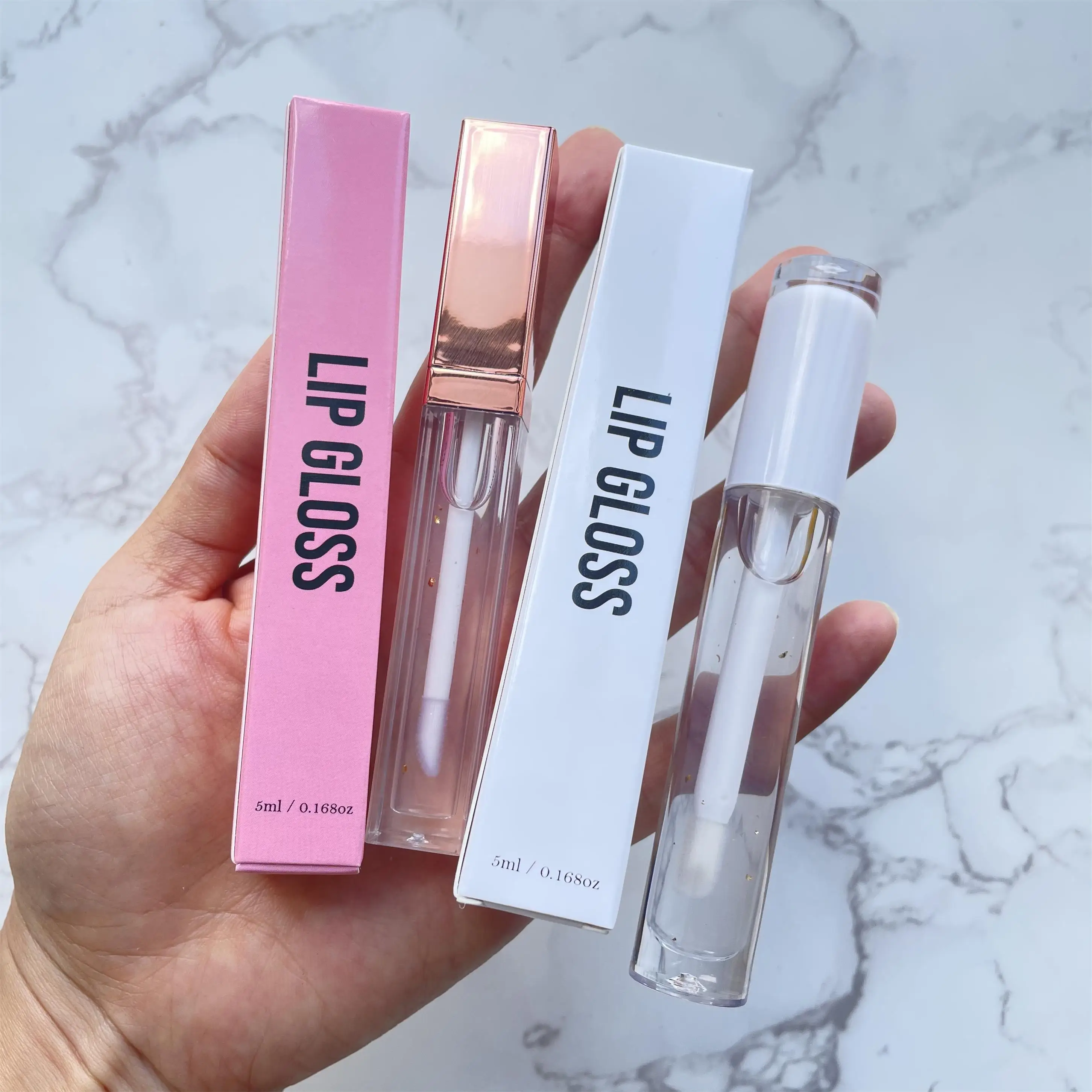 

Natural Luxury Transparent Lipgloss White Rose Gold Tube Private Label Wholesale Clear Lip Gloss Bulk