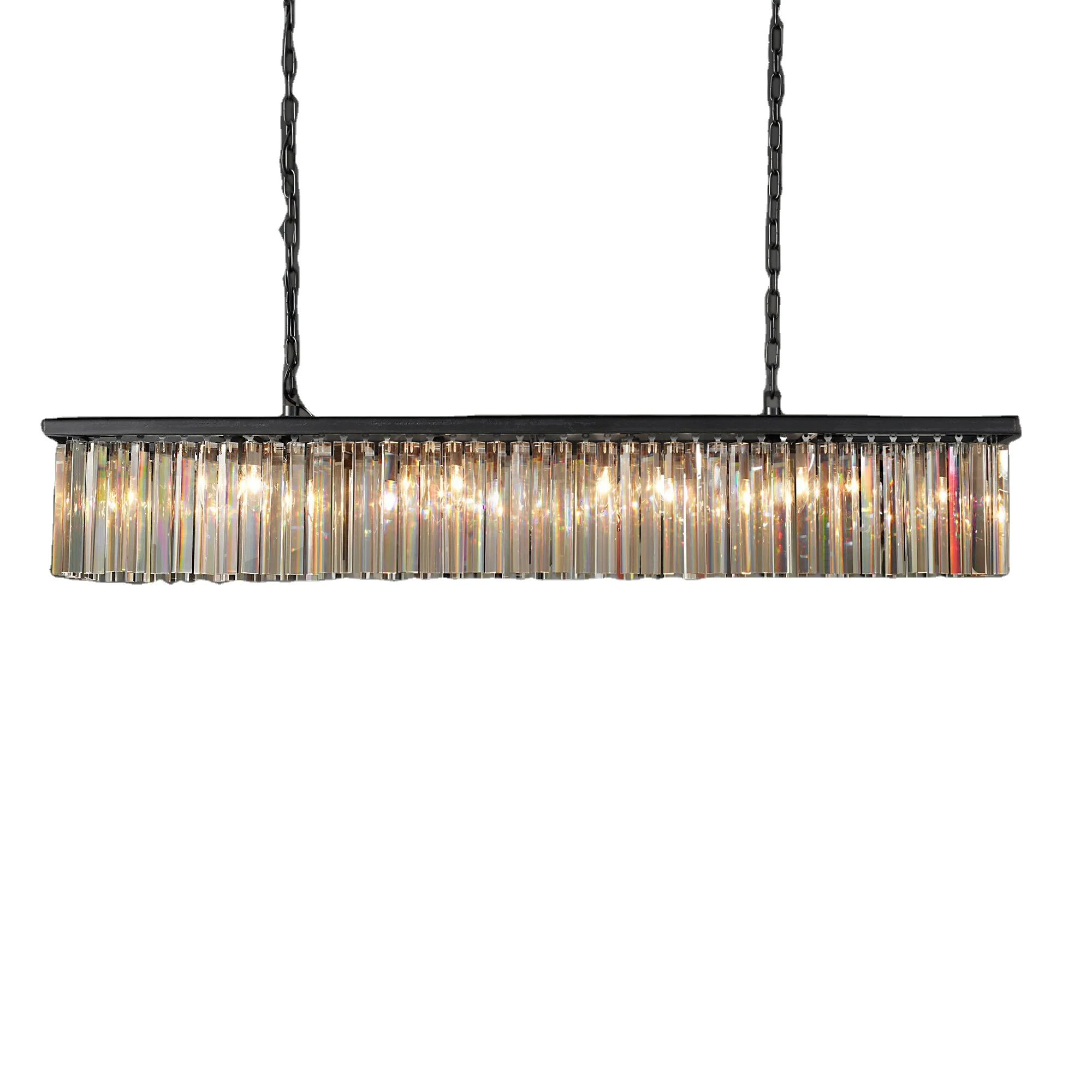 Rectangle modern crystal chandeliers ceiling pendant light for dining room