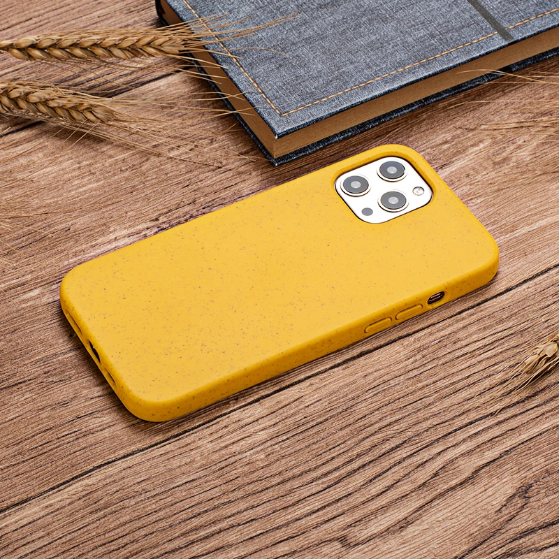 

Organic Wheat Straw Matte TPU Phone Cover Fiber Hybrid Biodegradable Cell Phone Case For Iphone 12 Mini, 7 colors, can be customized