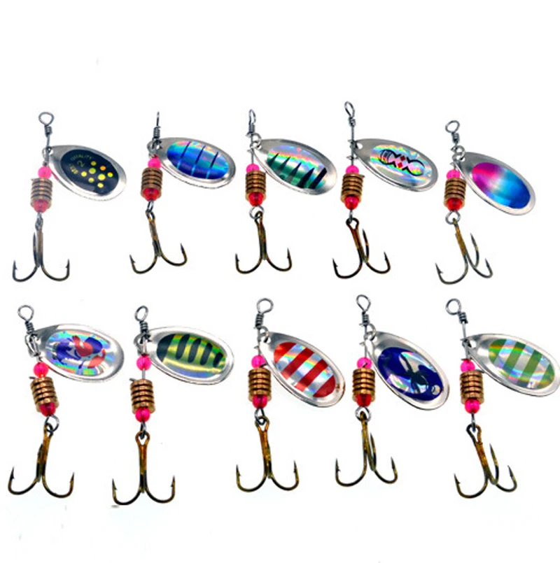 

Amazon 3.5g Popular Pike Trout Bass Artificial Pesca Fishing Lures Peche Composite Sequins Spinner Spoon With Treble Hook, 10 colors