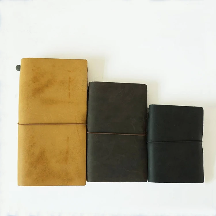 LABON Handmade Genuine Real Leather Travelers Journal Notebooks With Refills And Plastic Insert