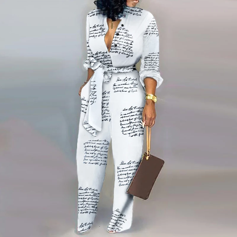 

Letter Print Casual Knotted Jumpsuit