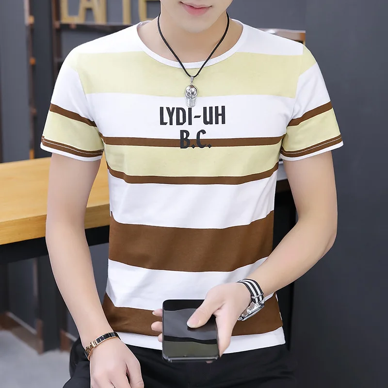 

wholesale clothing manufacture casual men's t-shirts colorful striped men tshirt t shirt